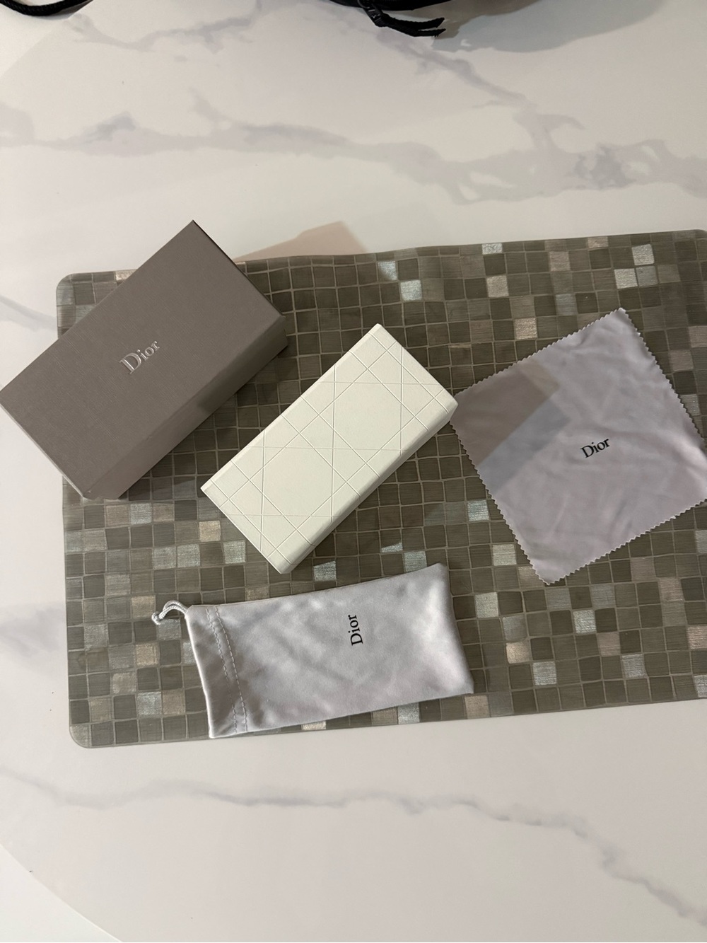 Dior White and Gray Jewelry & Eyewear Accessory Set
